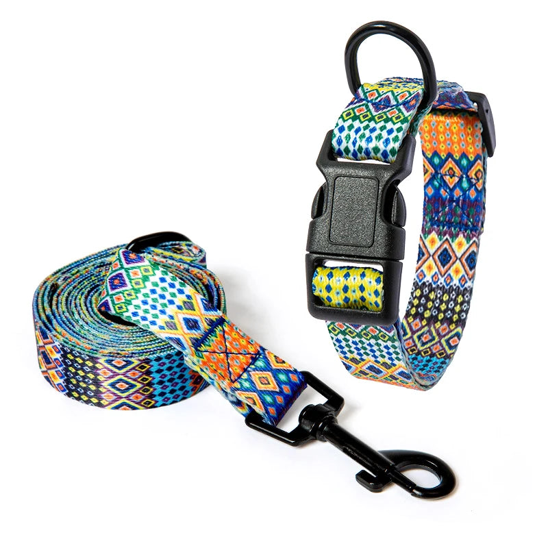 Bohemia Style Pet Collar & Leash Set