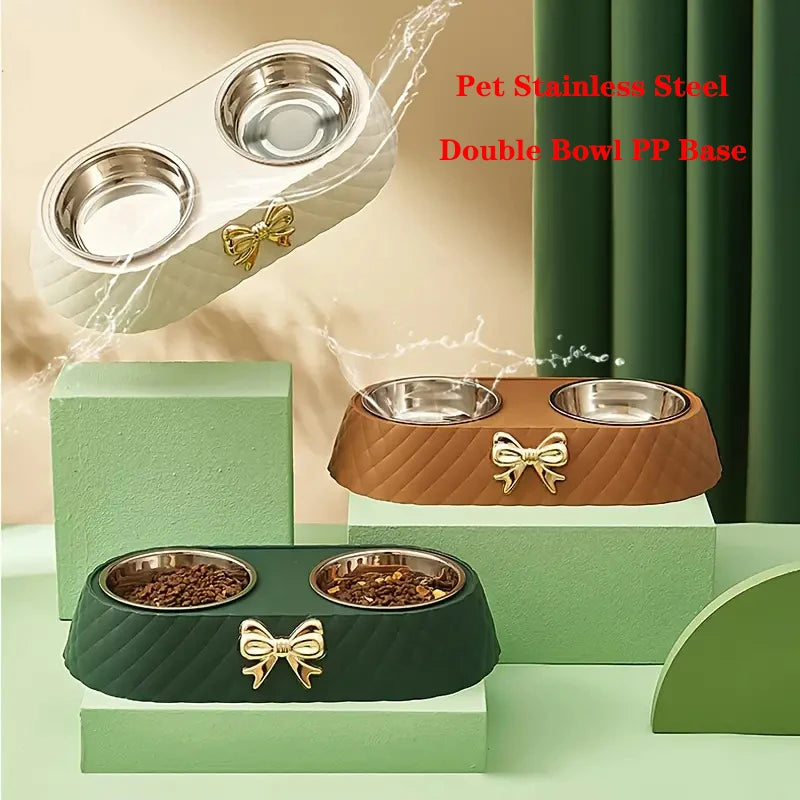 Double Stainless Steel Pet Feeding Bowl