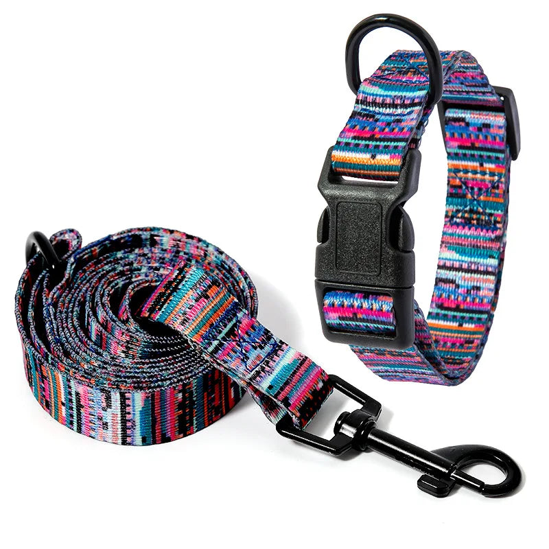 Bohemia Style Pet Collar & Leash Set