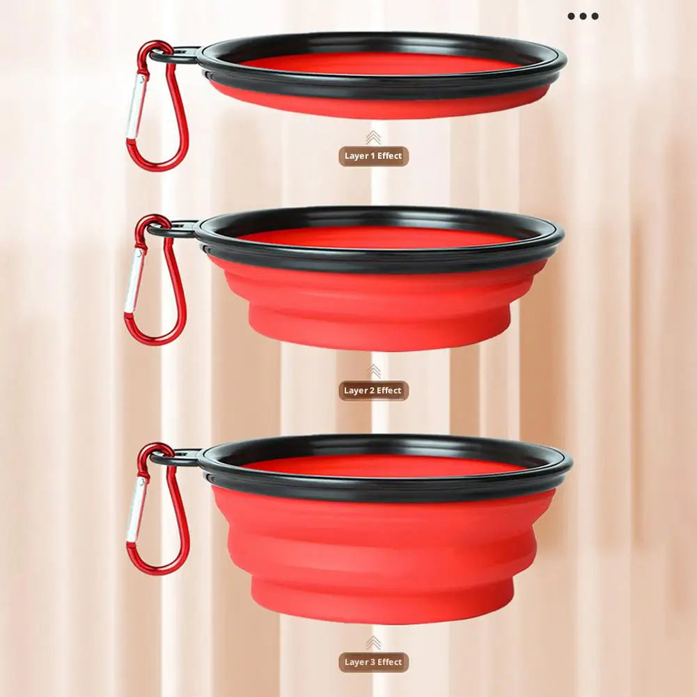 Collapsible Pet Travel Bowl with Carabiner Clip
