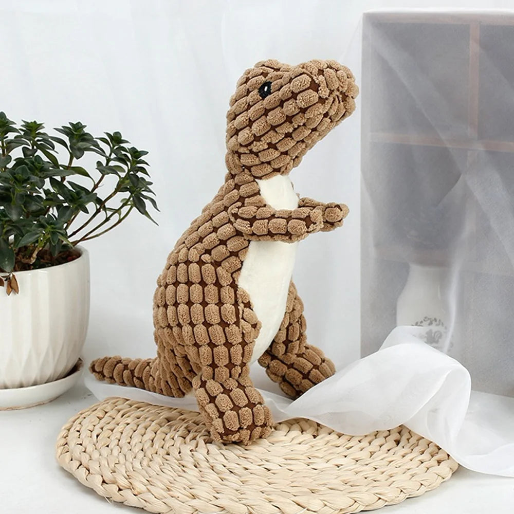 Plush Dinosaur Chew Toy for Dogs & Cats