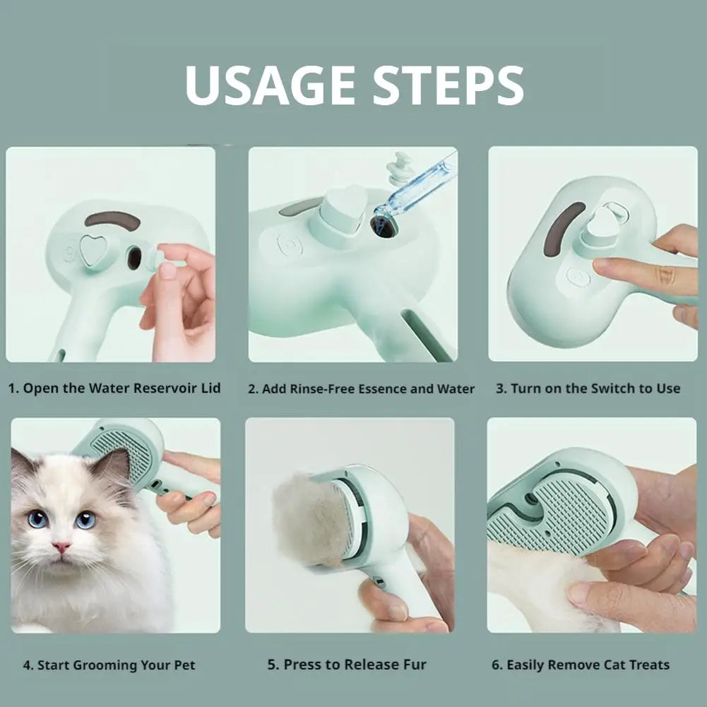 3-in-1 Steam Pet Grooming Brush