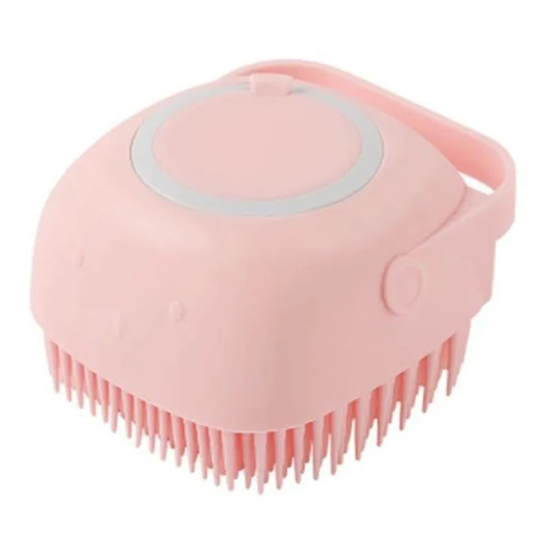 Silicone Pet Bathing & Massage Brush with Shampoo Dispenser
