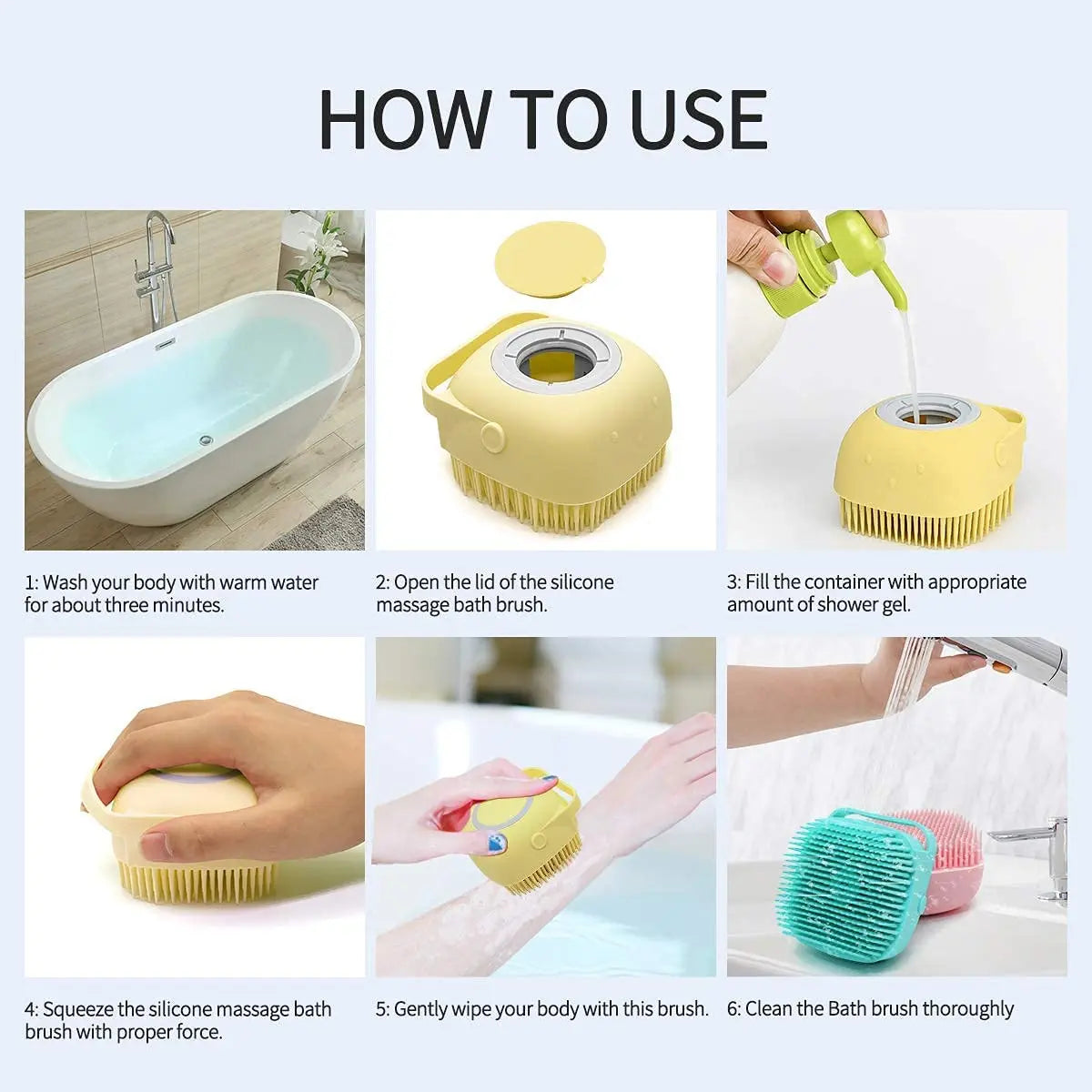 Silicone Pet Bathing & Massage Brush with Shampoo Dispenser