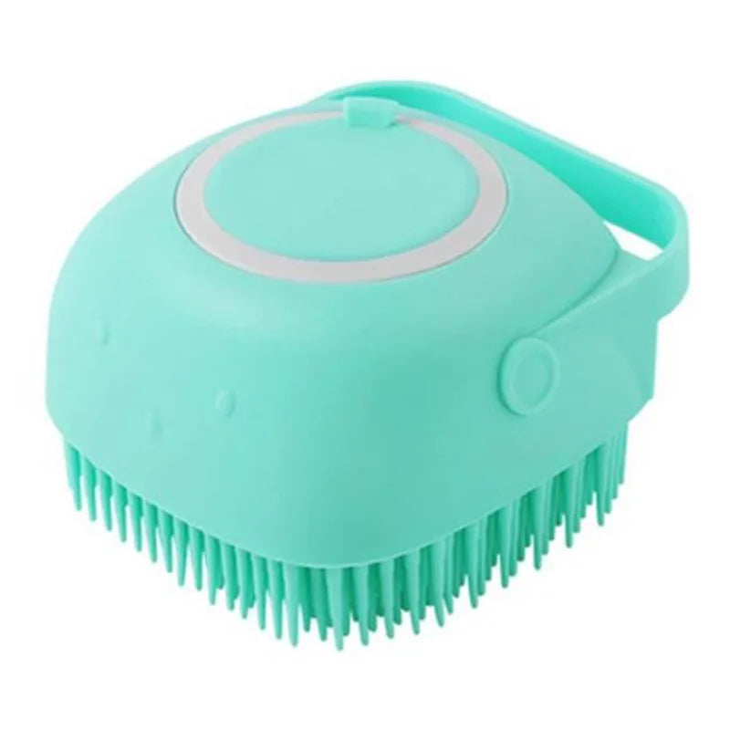 Silicone Pet Bathing & Massage Brush with Shampoo Dispenser