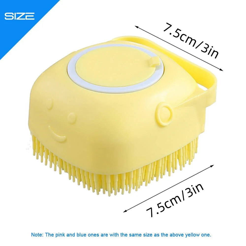 Silicone Pet Bathing & Massage Brush with Shampoo Dispenser