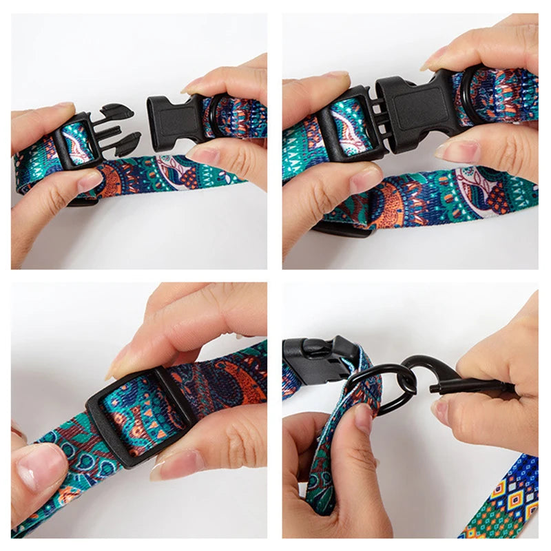 Bohemia Style Pet Collar & Leash Set