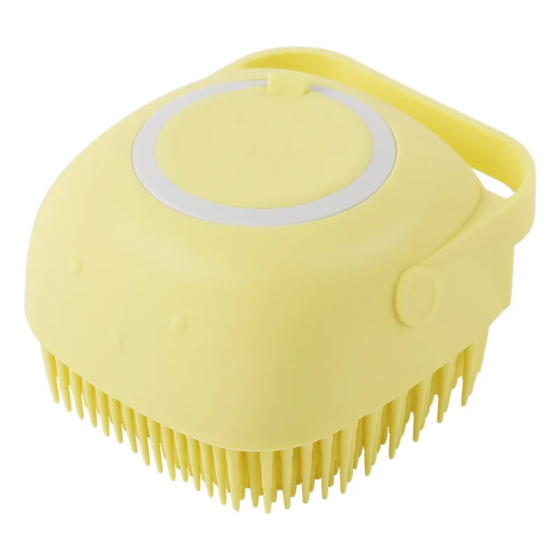 Silicone Pet Bathing & Massage Brush with Shampoo Dispenser